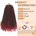 8 Packs Passion Twist Crochet Hair 12 Inch Bohemian Curly Braids Water Wave Hair for Passion Twist Braiding Hair Synthetic Fiber Hair Extensions