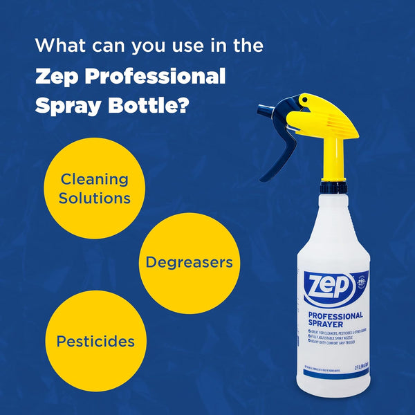 Zep Professional Sprayer Bottle - 32 Oz (Case of 9) - HDPRO9 - Versatile Adjustable Nozzle Spray Bottles with a Fine Mist or Powerful Spray;