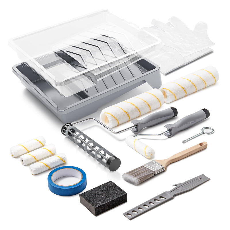 VOOMEY 17 Piece Paint Roller Kit - Paint Rollers 9"4", Paint Roller Frameï¼Paint Trays, Microfiber Roller Cover, Paint Kit for House Painting,Paint