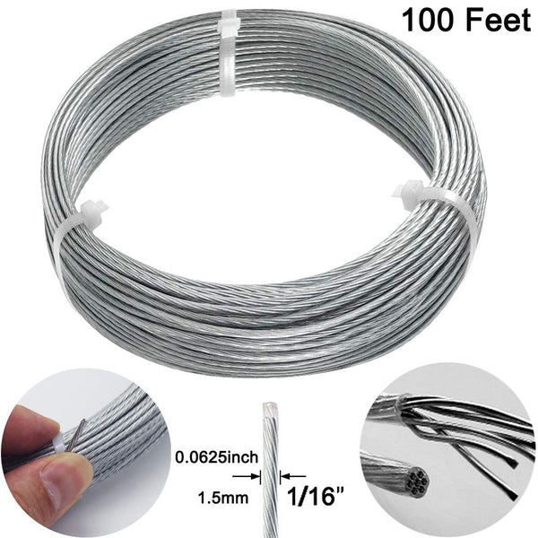 Vinyl Coated Picture Hanging Wire #4 100-Feet Braided Picture Wire Heavy,Supports up to 50Lbs for Photo Frame Picture,Artwork,Mirror Hanging(1.5Mm