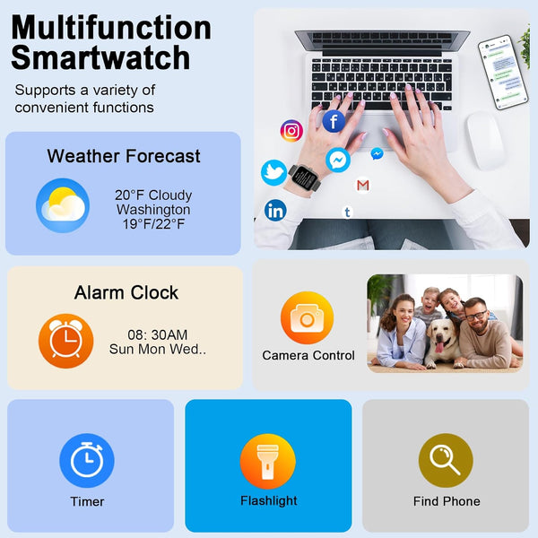 Smart Watch for Men Women(Answer/Make Calls), 1.96" HD Smartwatch, Fitness Tracker with 110+ Sport Modes, IP68 Waterproof, Heart Rate/Sleep/Step