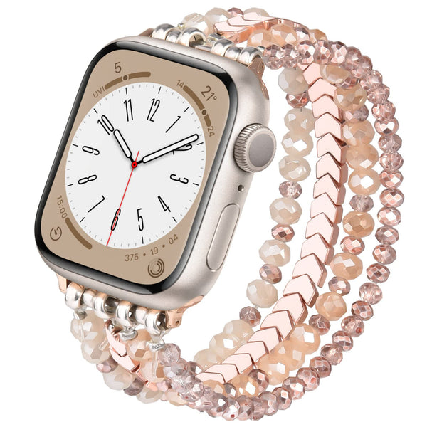 MOFREE Beaded Bracelet Compatible with Apple Watch Band 38Mm/40Mm/41Mm/42Mmï¼Series 10ï¼ 9/8/7/SE/6/5/4/3/2/1 Women Fashion Handmade Elastic Stretch