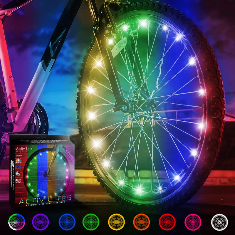 Activ Life LED Bike Wheel Lights with Batteries Included, Get 100% Brighter and Visible from All Angles for Ultimate Safety & Style (1 Tire Pack,