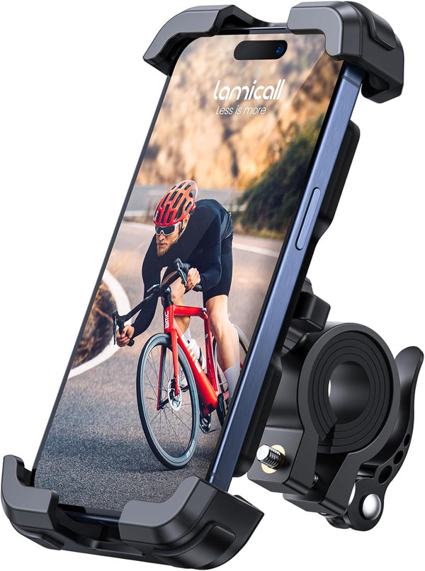 Lamicall Bike Phone Mount Holder - Motorcycle Phone Mount, Adjustable Cell Phone Holder, Bicycle Scooter Handlebar Cradle Clip for Iphone 16 Pro