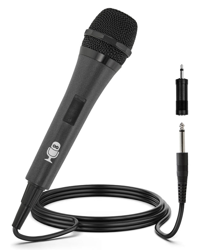 Singing Machine Wired Microphone for Karaoke, (Black) - Unidirectional Dynamic Vocal Microphone - Plug-In Microphone for