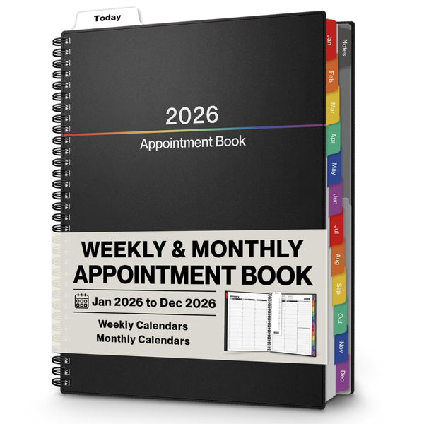 Dunwell Large Appointment Book 2025-2026 (Colorful), July 2025 - June 2026, 8.5 X 11 Appointment Planner 15 Minute Increments, Schedule Book with