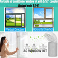 Portable Air Conditioner Window Vent Kit with Exhaust Hose 5.1 Inch Diameter, Adjustable 59 Inch Length Exhaust Hose for AC Seal Plate with