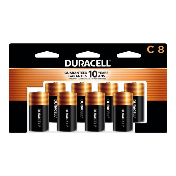 Duracell Coppertop C Batteries, 8 Count Pack, C Battery with Long-Lasting Power, All-Purpose Alkaline C Battery for Household and Office Devices