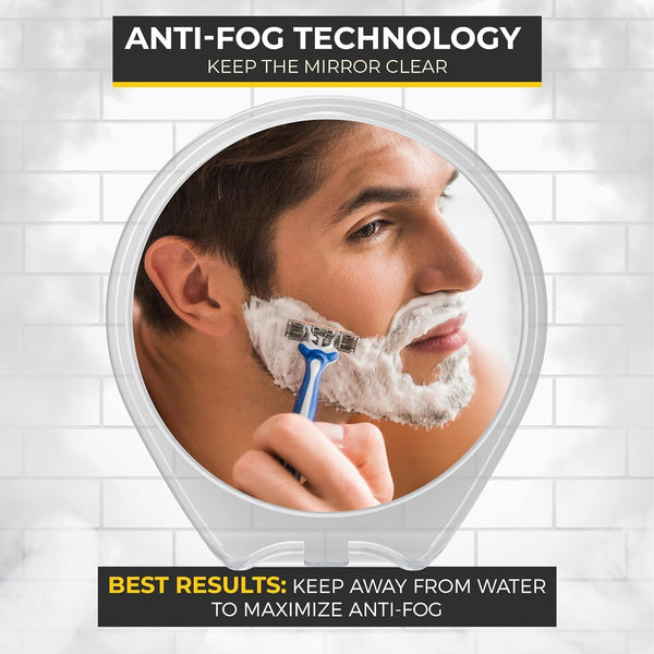 HONEYBULL Shower Mirror Fogless for Shaving - with Suction, Razor Holder for Shower & Swivel, Small Mirror, Shower, Bathroom Mirror, Bathroom