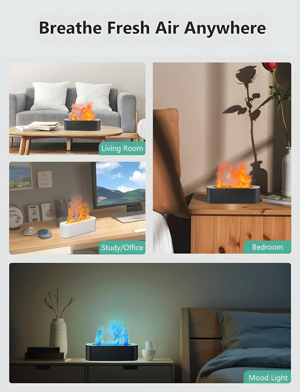 Flame Air Diffuser, Humidifier, Essential Oil Diffuser - 7 Colors, 180Ml Capacity (8 Hours), Noiseless Operation, Auto-Off Protection - Perfect