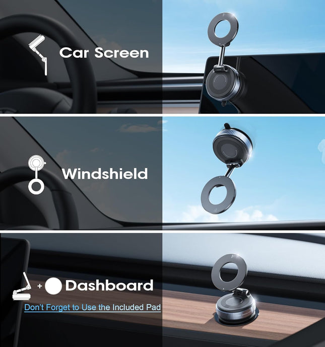 2026 Upgraded Vacuum Magnetic Car Phone Holder 360Â° Reinforced 96LBS Ultra Suction Cup Phone Mount for Magsafe Cell Pho