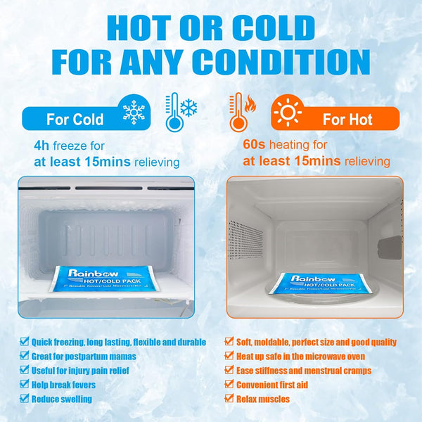 Soft Ice Packs Reusable Gel Pack 2, Hot and Cold Gel Ice Packs for Injuries, Headaches, Joint Pain Relief, Comfort Ice Pack Flexible Therapy on