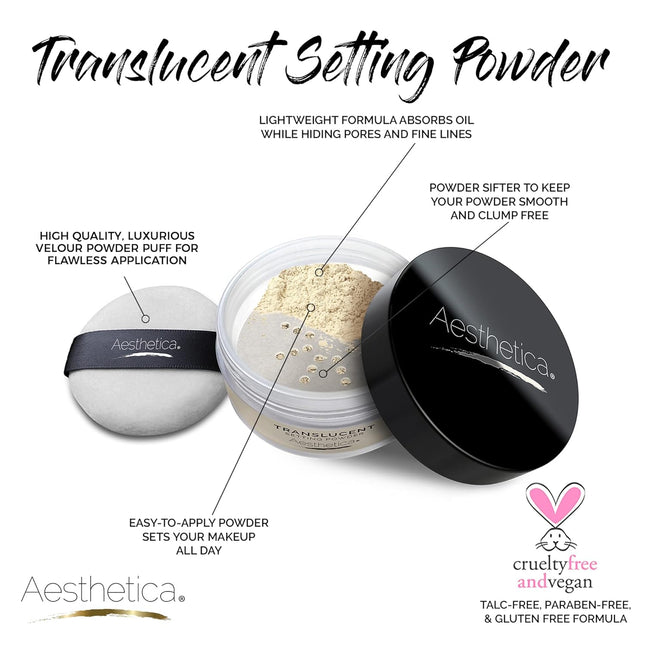 Aesthetica Translucent Setting Powder â Matte Finishing Makeup Loose Setting Powder â Flash Friendly Translucent Pow