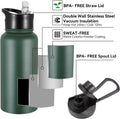 32 Oz Insulated Water Bottle Bulk 4 Pack, Stainless Steel Sports Water Bottles with Straw Lid & Wide Mouth Lids, Double Walled Vacuum, Leak Proof,