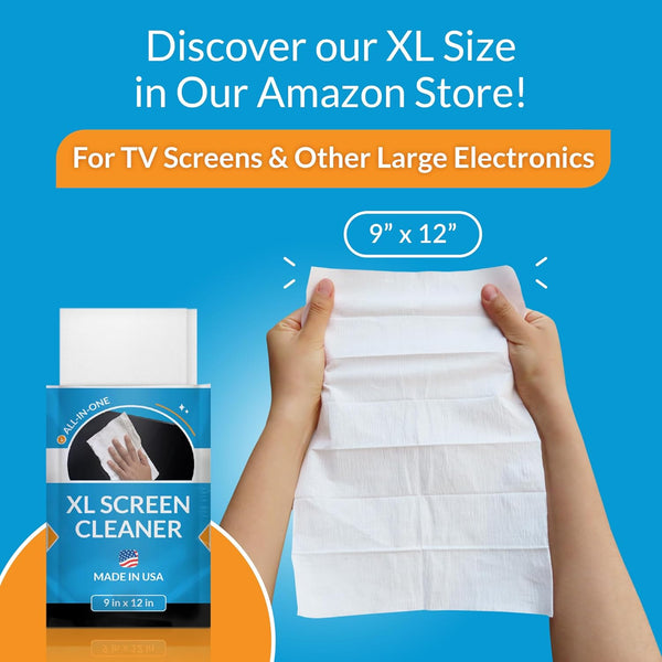 Icloth Large Screen Cleaning Wipes for Electronics, Lint-Free and Streak-Free, Fast-Drying, Removes Dust, Fingerprints, and Smudges (24 Wipes)
