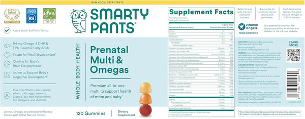 Smartypants Prenatal Vitamins for Women, Multivitamin Gummies: Omega 3 Fish Oil (EPA/DHA), Biotin, Methylfolate, Vitamin D3, C, Vitamin B12, B6,
