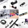 Cable Management Organizer Kit 2 Cable Sleeve Split with 41Self Adhesive Cable Clips Holder, 10Pcs and 2 Roll Self Adhesive Tie and 100 Fastening