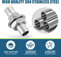 Enoch'S Land 3/4" Hose Barb Thru-Bulk Bulkhead Fitting,304 Stainless Steel Straight Hex Union Fitting for Air Water Fuel
