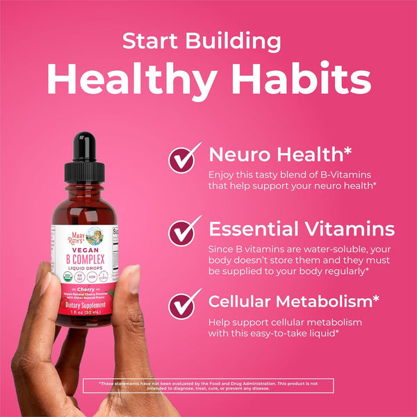 Maryruth Organics Vitamin B Complex | B Vitamins Complex | Biotin | Vitamin B12 | Niacin | Folate | Metabolic Support Supplement | Vegan | USDA
