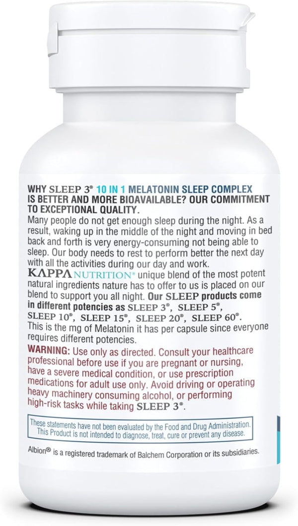 KAPPA NUTRITION Sleep 5, Sleep Aid, 5Mg of Melatonin, 60-Day Supply, Non-Habit Forming Vegan Capsules Natural Ingredients for Easier Bedtime,