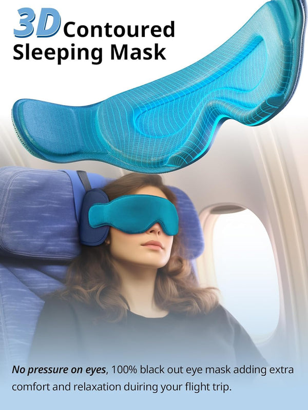 Travel Pillows for Airplanes, FSA HSA Eligible Approved Travel Accessories for Long Flight, Car Travel Pillow for Kids, Eye Mask for Sleeping