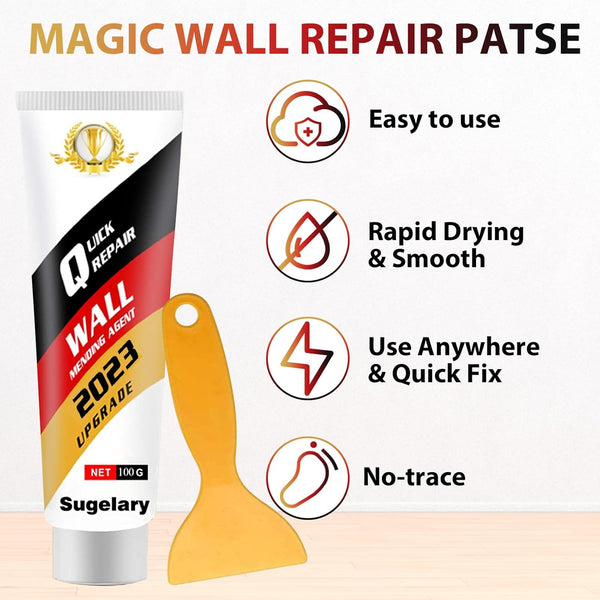Sugelary Drywall Patch Repair Kit with Scraper, Wall Spackle Paste, Mending Agent Quick and Easy Solution to Fill The Holes for Home Wall, Plaster