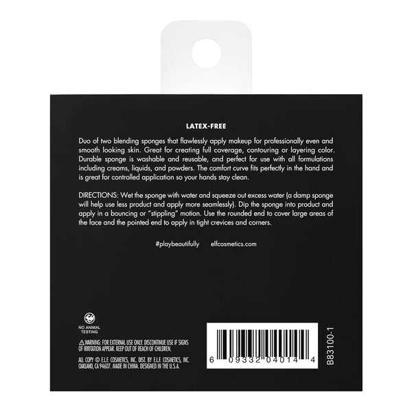 E.L.F. Total Face Sponge Duo, Plush, Multi-Sided & Latex-Free Makeup Sponges for Easy Blending of Concealer, Highlighter & More, Vegan & Cruelty-Free