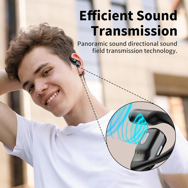 BUGANI Open Ear Headphones, Bluetooth 5.2 Wireless Headphones with Microphone, ENC Clear Talk, Immersive Stereo Sound, Fast Charging, 32H