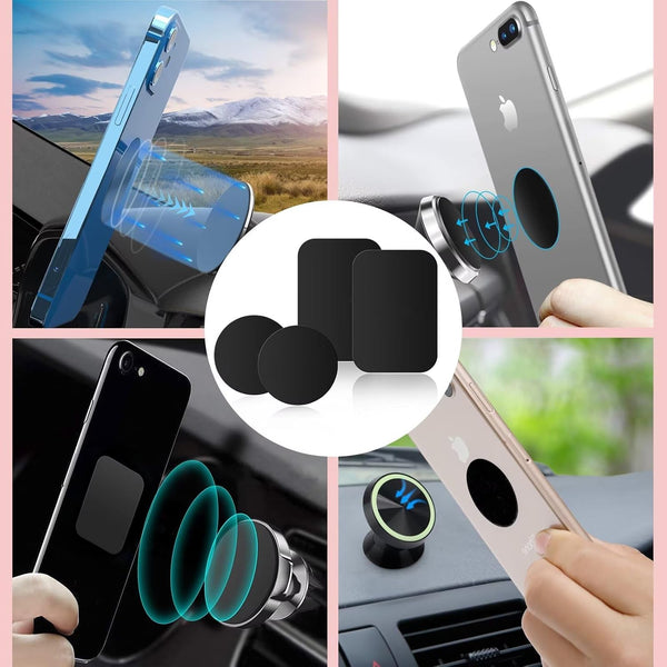 Pau1Hami1Ton Adhesive Thin Metal Plates(Compatible with Magnetic Mounts),4 Piece Metal Plates for Phone Case for Car.(2 Rectangle and 2 Round) S-07N