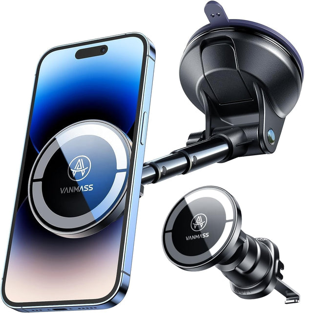 [Military-Grade]Vanmass for Magsafe Car Mount [2025 Upgraded Strongest Magnets] Magnetic Phone Holder Suction Cell Stand