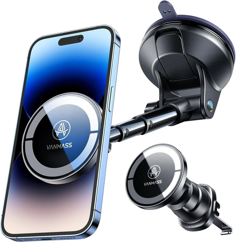 [Military-Grade]Vanmass for Magsafe Car Mount [2025 Upgraded Strongest Magnets] Magnetic Phone Holder Suction Cell Stand for Dashboard Windshield