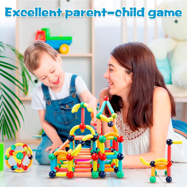 Magnetic Building Blocks STEM Educational Toy for Kids Montessori Learning Sticks and Balls Preschool Sensory Toys for Toddlers Gift for 3 Year