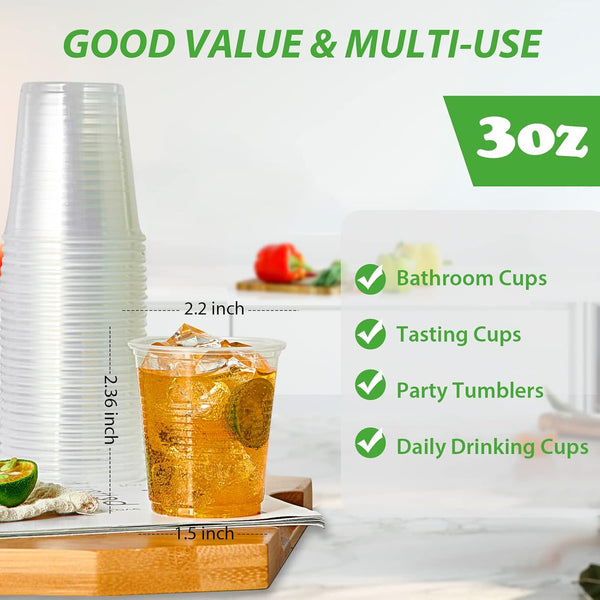 Lilymicky 500 Pack 3 Oz Clear Plastic Small Disposable Bathroom Cups, Multi-Use Mouthwash & Tasting Cups