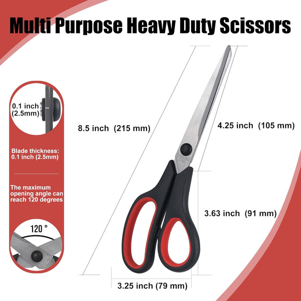Lichamp 8.5â Scissors, 12-Pack Multipurpose Sharp Scissor, Comfort Grip Handles Household for Office, School, Home and Arts