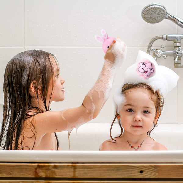 Boao 8 Pieces Kids Bath Loofahs Animal Bath Sponge Cartoon Shower Loofahs Cute Pouf Mesh Body Loofah Colorful Body Scrubber Shower Balls for Boys