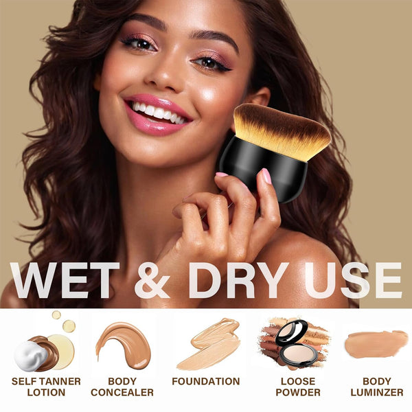 Extra Large Body Makeup Brush for Self Tanner, Leg Makeup &Bronzer Blend,75 Mm Wide-Headed Kabuki Brush Provides More Even& Pretty Application,