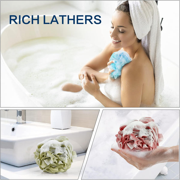Yoget 4 Pack Bath Loofah Sponge, 4 Color 60G Bath Sponge,Exfoliate, Cleanse, Soothe Skin
