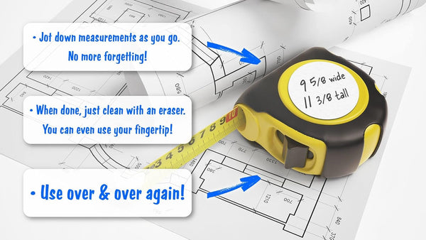 CYCLOPS Erasable Scratch Pads for Tape Measure, Construction, Woodworking Tool - 5 Pads - Write Measurements & Notes - Great Stocking Stuffer,