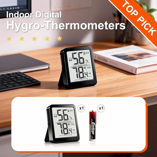 Antonki Room Thermometer Small Hygrometer Indoor Humidity Monitor Sensor, Digital Temperature and Humidity Meter Gauge for Home, Baby Nursery,