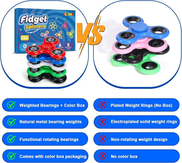 SCIONE Fidget Spinners Toys 5 Pack, Sensory Hand Fidget Pack Bulk, Anxiety Toys Stress Relief Reducer, Party Favors for Kids Adults Goodie Bag