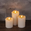 Homemory Dripping Wax Flameless LED Pillar Candles, Battery Operated with Remote Control and Timer, Set of 3, 5" H X 4" W X 6" D