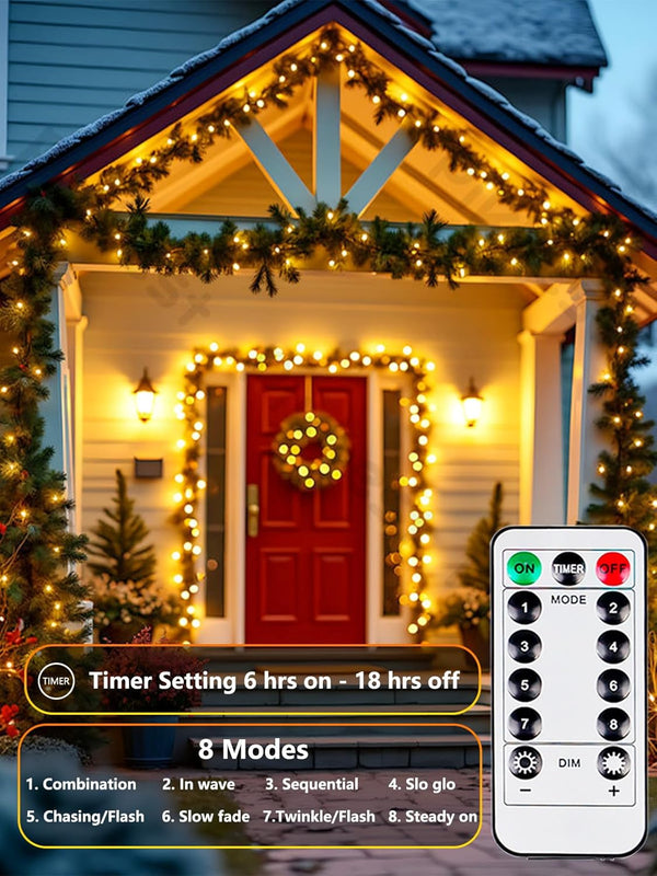 4 Pack 100 LED Fairy Lights Battery Operated with Remote, 33FT Waterproof Twinkle Lights with Timer & 8 Modes, Fairy String Light Outdoor Indoor