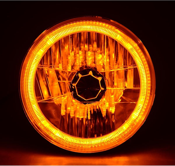 OCTANE LIGHTING 7" H6024 / 6014 Halogen Amber Led Halo Ring H4 Light Bulb Angel Eye Headlight