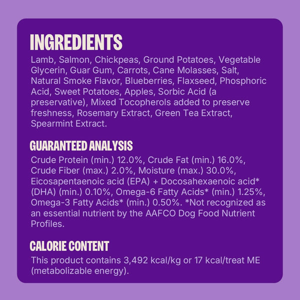 Wellness Puppy Treats, Natural, Training Treat, Grain Free, Soft Lamb & Salmon (3 Ounce Bag)