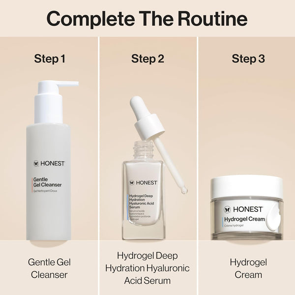 Honest Beauty Hydrogel Cream with Hyaluronic Acid | Lightweight, Moisturizing Water Cream | Gentle for Sensitive Skin, Fragrance Free, Vegan | 1.7