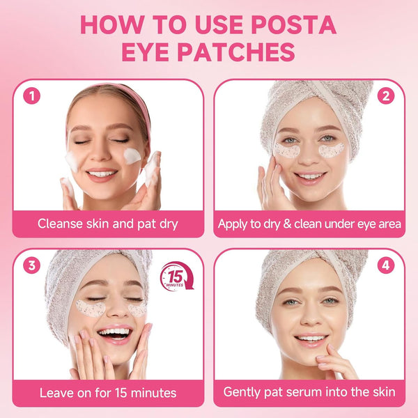 POSTA 20Pairs/40Pcs Collagen under Eye Patches, Glitter under Eye Mask for Dark Circles and Puffiness, Hydrating Eye Skincare Reduce Wrinkles and