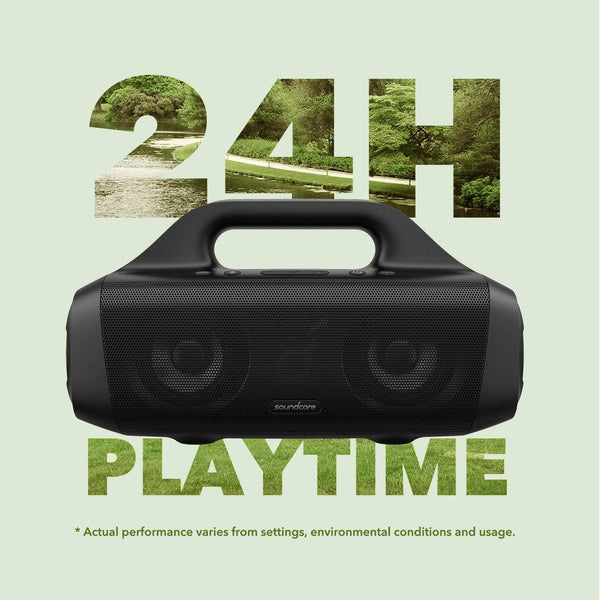 Soundcore Anker Motion Boom Waterproof Bluetooth Speaker with Titanium Drivers, Bassup Technology, IPX7, 24H Playtime, App, Built-In Handle,