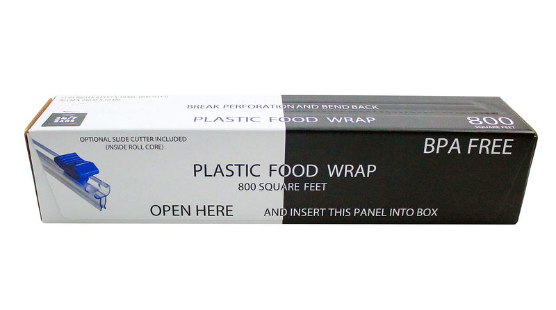 Plastic Food Wrap- 800 SQ. FT. Bpa-Free, Includes Optional Slide Cutter, Extra Cling and No Mess, Clear