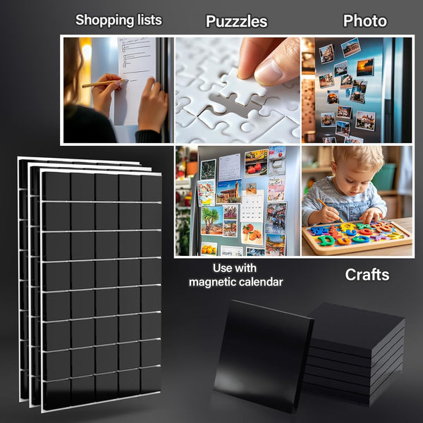 Sukh Square Magnets Magnetic Tape-Strip - 40 PCS Magnet Sheets Magnets with Adhesive Backing Magnet on One Side Self Adhesive on the Other Side