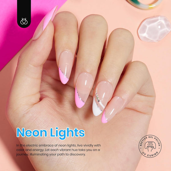 Beetles Neon Gel Nail Polish Set, Bright Rainbow Collection 6 Colors Hot Pink Blue Yellow Green Soak off UV LED Neon Gel Nail Polish Kit Gift for